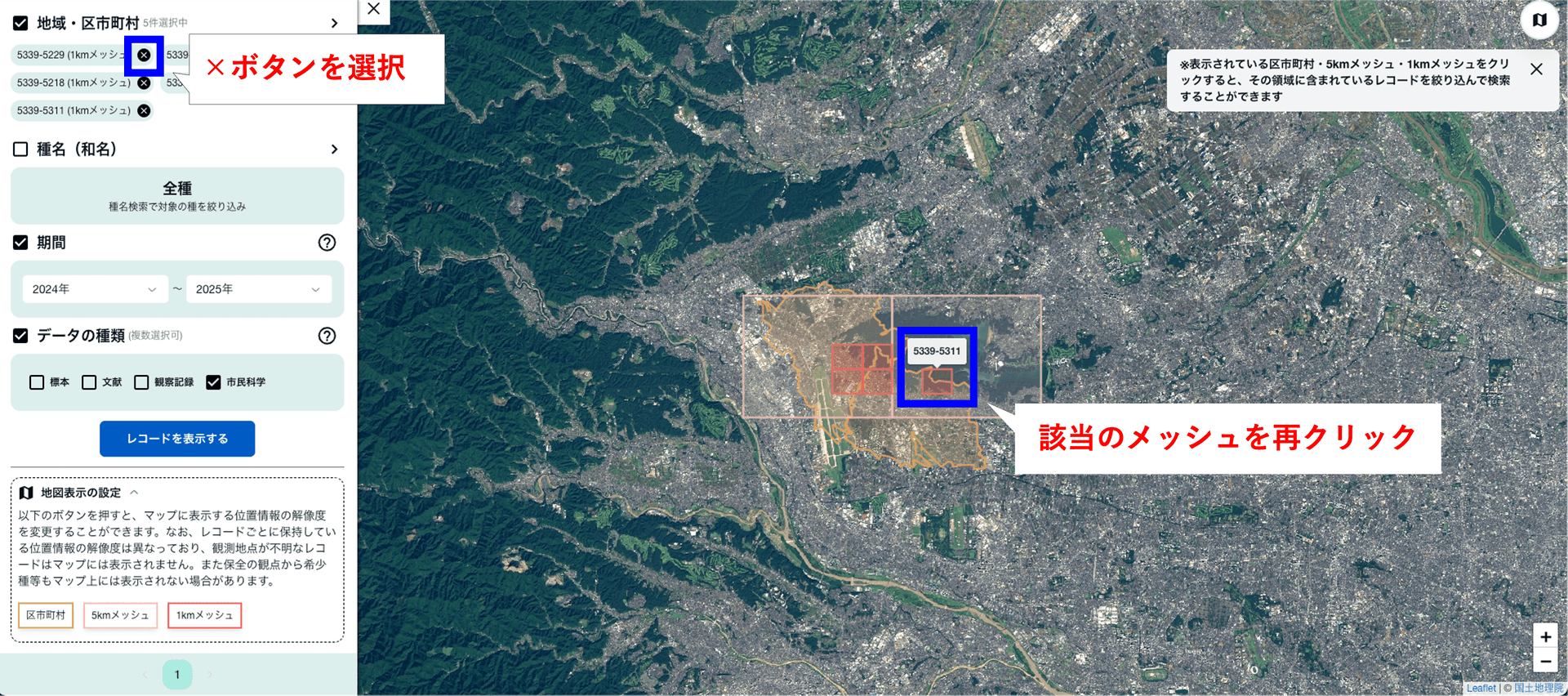 メッシュ選択の解除方法